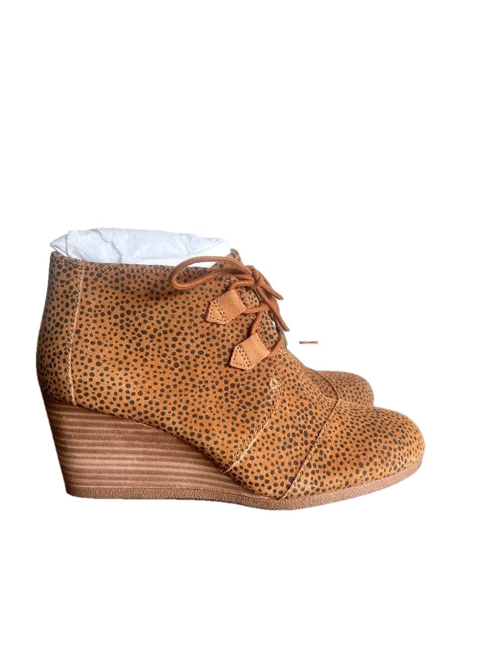 Toms Kala Women's Mini Cheetah Suede Wedge Boot Size 8.5 Sku#241137